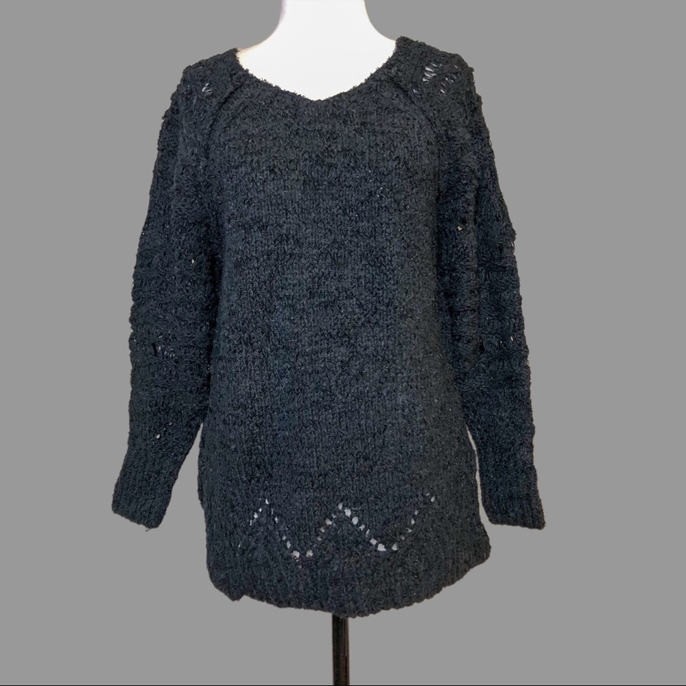 💙 XS 💙 NWT Anthro Sweater Pointelle Knit Zigzag Soft Loose Knit​